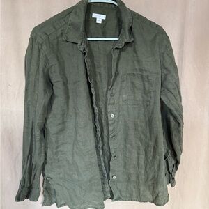 J. Jill Olive Green Lightweight Shirt Jacket khaki size S linen